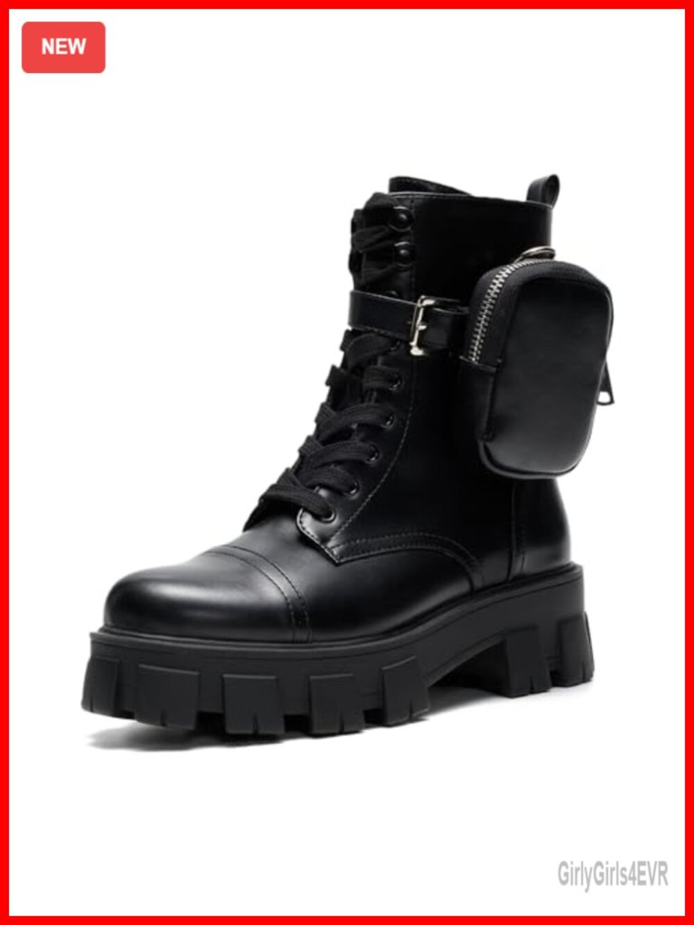 Platform Combat Boots Lace Up Chunky Ankle Booties Lug Sole Buckle